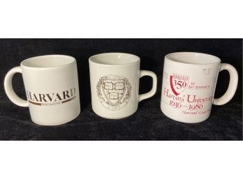 Three Harvard University Coffee Mugs