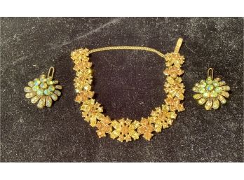 Vintage Costume Jewelry Necklace And Earrings