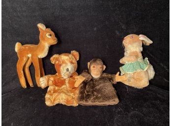 Vintage 1960's Bambi And Other Stuffed Toys And Hand Puppets