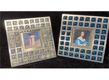 Two Interesting Metal Picture Frames With Loose Inset Marbles Inset In Frames