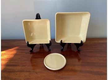 Two Yellow Dishes And A Coaster From Arabia Of Finland