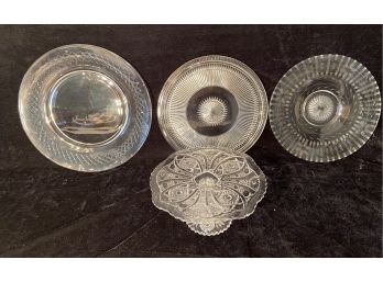 Three Beautifully Detailed Glass Cake Plates And One Cake Stand