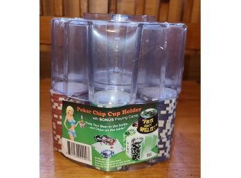 Poker Chip Cup Holder, W Cards, New