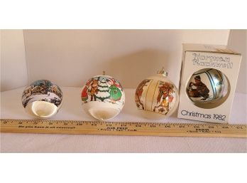 4 Dated Christmas Ornaments, 3 Are Norman Rockwell