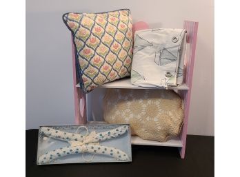 Heart Shelf, 2 Hand Made Pillows, Eddie Bauer Shower Curtain And 2 Fabric Hangers