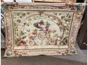 Very Large 56 X 42 Floral Window View Of The Gardens Tapestry With Hanging Rod No Holes Needs To Be Cleaned