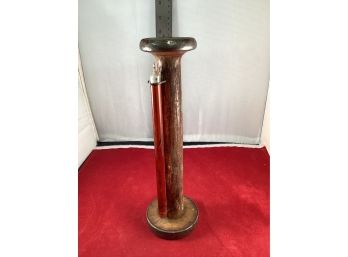 Vintage Wooden Large Yarn Spool With Glass Tube Attached Great Character On This Piece