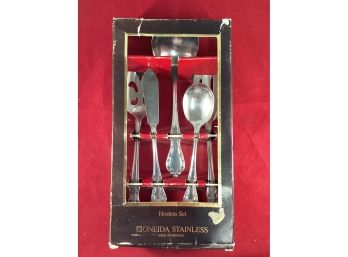 New In Box Oneida Stainless Hostess Set Made In America Box Is Tattered See Pictures