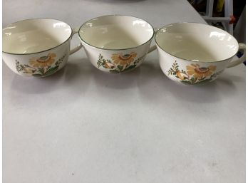 Set Of 3 Porcelain Cups Marked Denmark