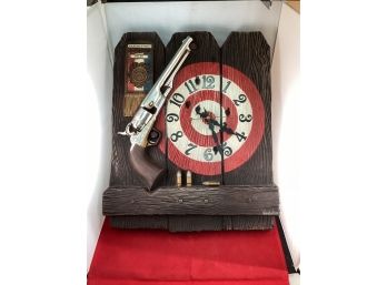 Vintage Westclox Marksmanship Award Clock 1970s Man Cave Piece Good Overall Condition No Battery To Test