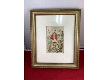 Vintage Professionally Framed St. Patrick Raised Christmas Card Bright Be Your Christmas Good Condition