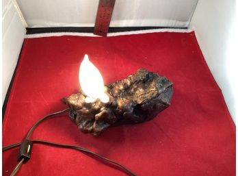 Vintage Unique Wood Burl Table Lamp Cord With Switch In Working Condition