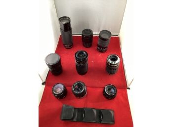 Large Lot Of Various Camera Lenses Canon Quarry Star-d Sigma Hanimar Sologor Super Cosina See Pictures