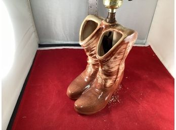 Vintage McCoy Pottery Cowboy Boot Table Lamp Made In The USA See Pictures