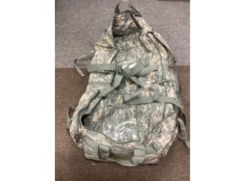 Large Military Issue Rolling Duffle Bag Tons Of Pockets Bottom Measures 16 X 36 Good Overall Condition