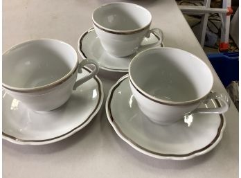 3 Khala Porcelain Cups And Saucers