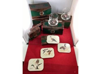 New In Boxes Avon Chesapeake Collection 8 Glasses And 12 Coasters Ducks Goose Scenes Good Overall Condition