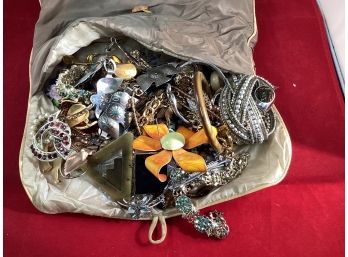 Bag Of Unsorted Vintage Costume Jewelry See Pictures Good Overall Condition