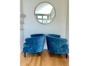 Pair John-Richard Teal Velvet Cocktail Chairs