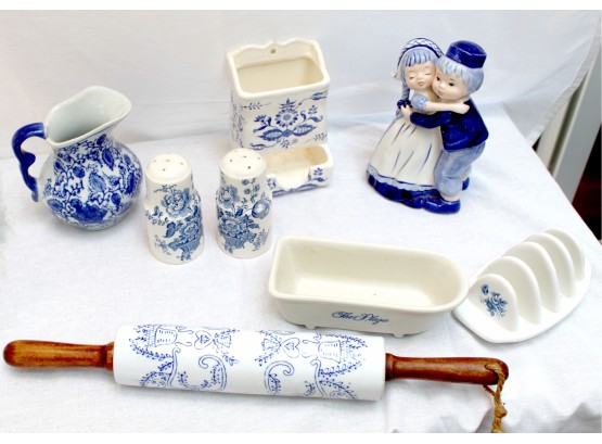 Eight Blue & White Pieces Including Deft