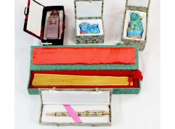 Five Small Cased Oriental Items
