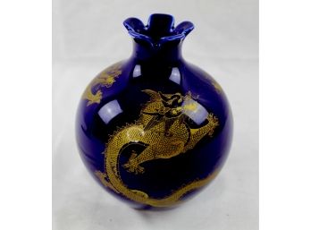 Small Cobalt And Gilt  Dragon Vase