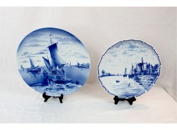 Two Blue & White Porcelain Plates