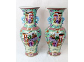 Fantastic Pair Porcelain Oriental Urns