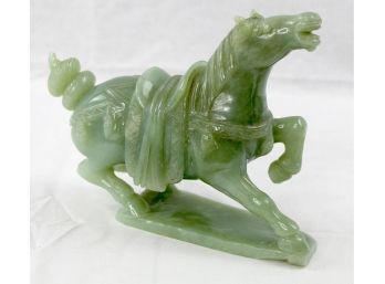 Carved Celadon Green Jade Oriental Horse