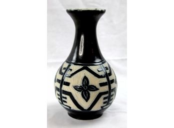 Oriental Ceramic Black & White Glazed Vase