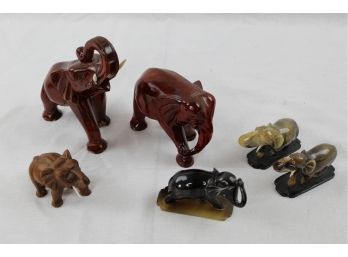 Group Of Six Small Standing Elephants