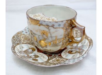 Oriental Porcelain Mustache Cup & Saucer