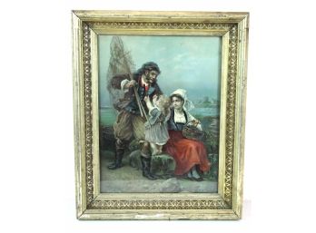 Enhanced Framed Print Depicting A Fisherman And His Family