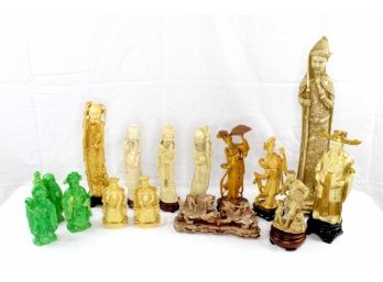 Group Of Fifteen Nicely  Carved Oriental Figures