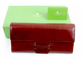 Kate Spade Brown Leather Wallet In Original Box