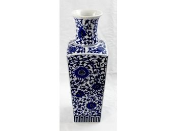 Tall Blue & White Porcelain Vase
