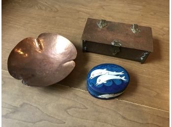 Vintage Handpainted Indian Box And Copper