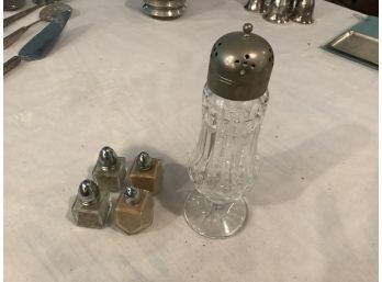 Vintage Cut Glass And Silverplate Salt And Pepper Shakers