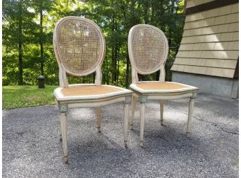 Pair Louis XVI Style Cane Side Chairs