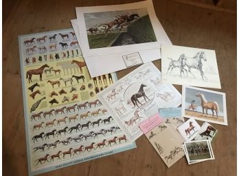 Vintage Signed And Numbered Print 'Steeplechase,' By Sam Savitt, And Additional Equestrian Art Pieces