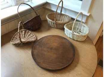 Handturned Vermont Maple Lazy Susan And Baskets