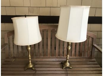Pair Antique Brass Lamps