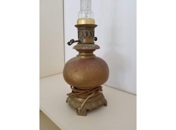 Antique Brass Converted Hurricane Lamp