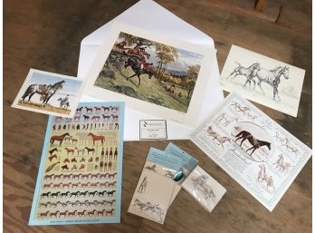 Vintage Signed And Numbered Print 'The Drop Jump,' By Sam Savitt, And Additional Equestrian Art Pieces