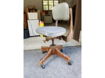 Mid Century Leather Swivel Artists Chair