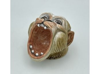 Vintage Ceramic Monkey Head Ashtray - Made In Italy