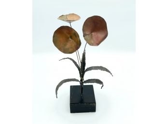 Vintage Torch Cut Metal Flowers Sculpture