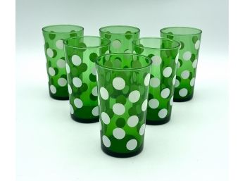 Set Of 6 Vintage Anchor Hocking Polka Dot Glasses