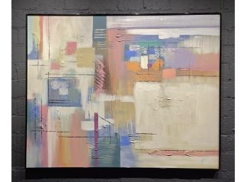 Large Colorful Vintage Lee Reynolds Abstract Acrylic On Canvas