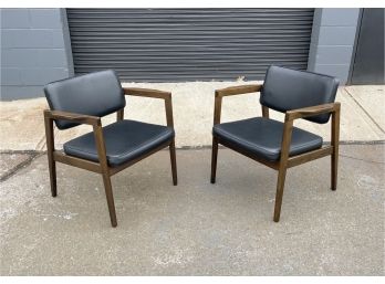 Pair Of Mid Century Vinyl Armchairs Made In Romania